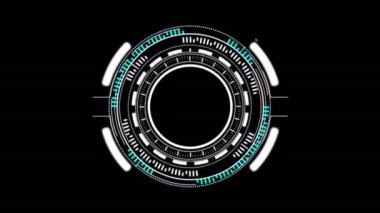 Daire hud baş yukarıya göstermek arabirimi öğesi için fütüristik siber teknoloji kavramı ile karanlık ve işlenmiş tahıl