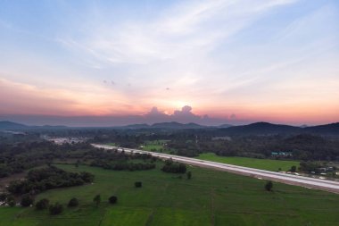 Drone kırsal tarım Rik hava görünümü peyzaj manzara vurdu