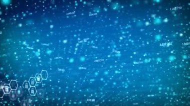 siyah ve tahıl işlenmiş ağ güvenlik kavramı için karanlık arka planda rasgele basamak numarası ile 3D yüzen Pad kilidi ve altıgen şekli