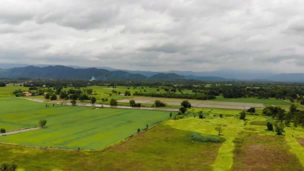 Drone Tiro Vista Aérea Paisagem Cênica Agricultura Fazenda Campo — Vídeo de Stock