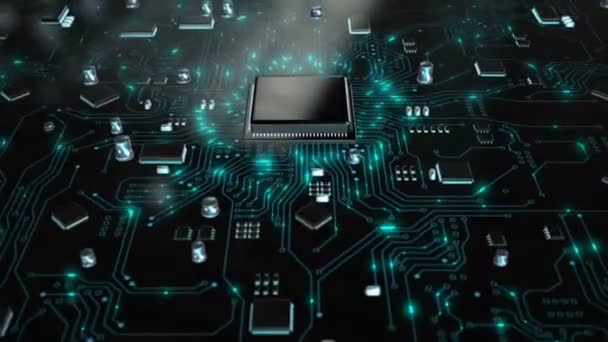 Animação Renderização Inteligência Artificial Unidade Processador Central Chipset Cpu Placa — Vídeo de Stock