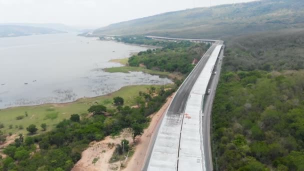 Drone Shot Vista Aerea Costruzione Autostrada Modo Espresso Pedaggio Quasi — Video Stock