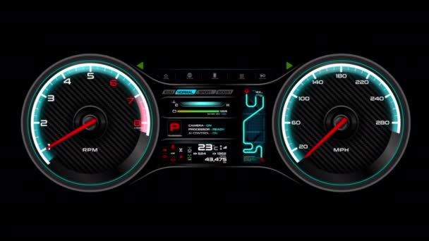 Спідометр Анімації Приладової Панелі Автомобіля Круглий Хвилину Кіберфутуристичний Елемент Дизайну — стокове відео