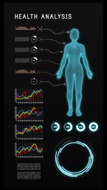 Vertikální Video Pro Tabletové Mobilní Zařízení Hud Uživatelské Rozhraní Grafem — Stock video
