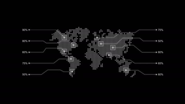 黑暗背景下的世界地图动画 — 图库视频影像