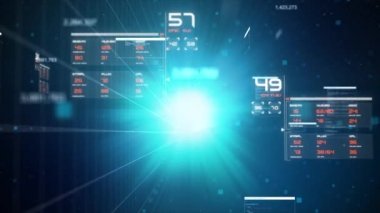 3d Karanlık ve tahıl işlenmiş fütüristik siber teknoloji konsepti için ui harita grafik çubuğu elemanı ile hud head up display arayüzü ile uçan geçiş render