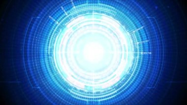 Daire hud baş yukarıya göstermek arabirimi öğesi için fütüristik siber teknoloji kavramı ile karanlık ve işlenmiş tahıl