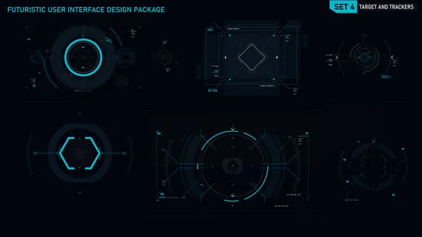 Set di elementi di design dell'interfaccia utente futuristica 04 — Vettoriale Stock