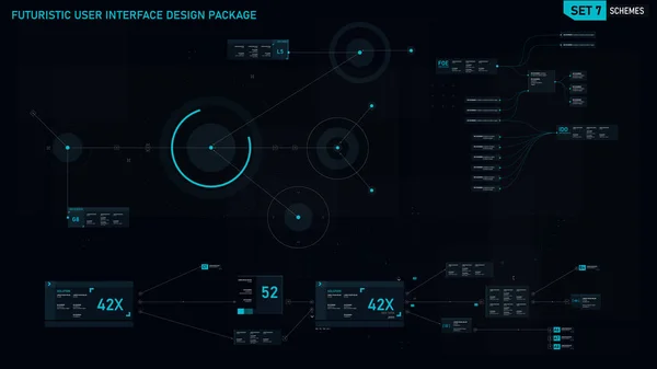 Elemen desain antarmuka pengguna Futuristik set 07 - Stok Vektor