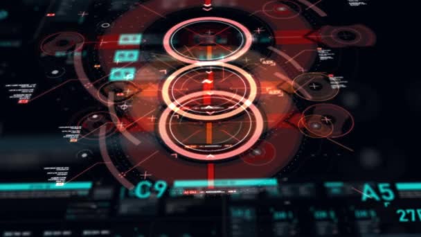 Целевой Указатель Футуристический Пользовательский Интерфейс Hud Gui Цифровой Текстовый Номер — стоковое видео