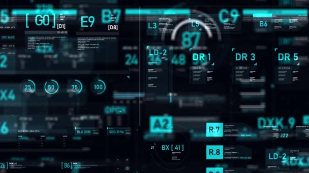 Futuristic User Interface Hud Gui Digital Text Number Element Cyber — Stock Video