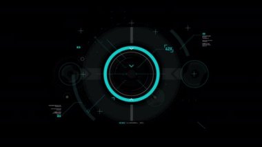 Fütüristik kullanıcı arayüzü Hud Gui dijital metin numarası elemanı siber teknoloji kavramı için alan koyu ve tahıl işlenmiş sığ derinliği ile