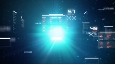 3d Karanlık ve tahıl işlenmiş fütüristik siber teknoloji konsepti için ui harita grafik çubuğu elemanı ile hud head up display arayüzü ile uçan geçiş render