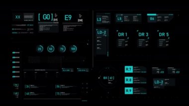 Fütüristik kullanıcı arayüzü Hud Gui dijital metin numarası elemanı siber teknoloji kavramı için alan koyu ve tahıl işlenmiş sığ derinliği ile