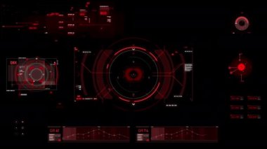 Hedef işaretçi ve Fütüristik kullanıcı arayüzü Hud Gui dijital metin numarası elemanı siber teknoloji kavramı için alan koyu ve tahıl işlenmiş sığ derinliği ile