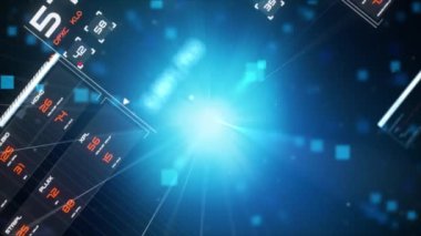 3d Karanlık ve tahıl işlenmiş fütüristik siber teknoloji konsepti için ui harita grafik çubuğu elemanı ile hud head up display arayüzü ile uçan geçiş render