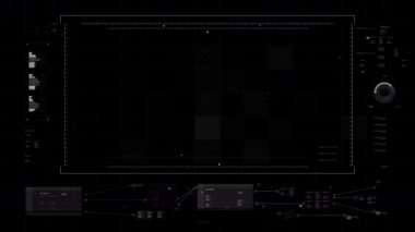 Nokta çubuk grafiği ile kullanıcı arayüzü hud ve karanlık ve tahıl işlenmiş video kaplaması için siber fütüristik kavramı yönetmek