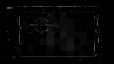 Nokta çubuk grafiği ile kullanıcı arayüzü hud ve karanlık ve tahıl işlenmiş video kaplaması için siber fütüristik kavramı yönetmek