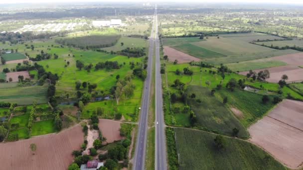 Aerial View Scenic Landscape Countryside Highway Traffic Car Truck Road — Stock Video