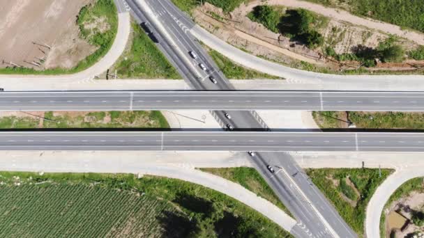 Upływ Czasu Wysoki Kąt Widok Góry Malowniczy Krajobraz Skrzyżowania Autostrady — Wideo stockowe