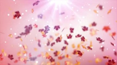 Sonbahar konsepti için soyut arkaplan, düşen akçaağaç yaprağı ve kuru yaprak, bulanık efektli sığ alan derinliği