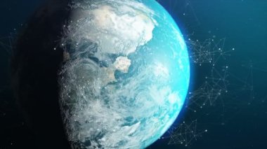 Dönen küreyi daire geometrisiyle üç boyutlu biçimlendiriyorum. Siber fütürist ve teknoloji konsepti için zarif ve modern 3D dünya. TV Yayın başlığı şablonu