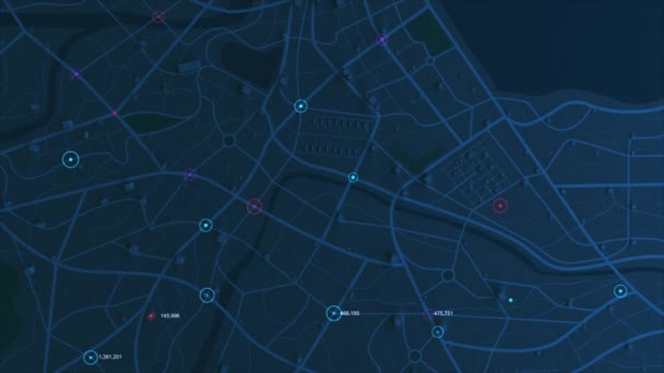 Vykreslování Gps Navigátor Mapy Směrovou Cestou Jiná Barva Trasy Pro — Stock video