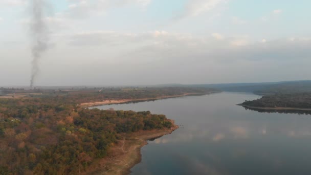 Drone Tiro Vista Aérea Paisagem Cênica Rio Grande Natureza Madeira — Vídeo de Stock