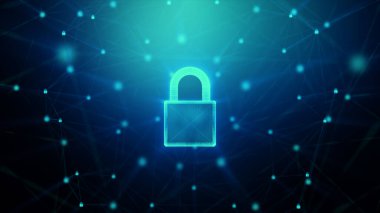 0 1 ikili sayısal sayı soyut arkaplan karşısındaki bağlantı hattı, sığ alan derinliği ve parıltı etkisiyle 3 boyutlu asma kilit