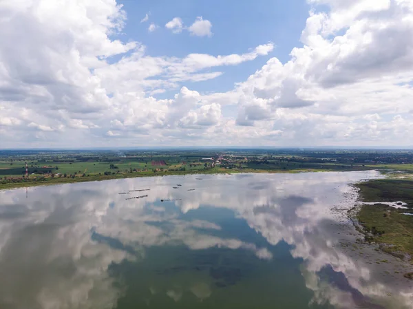 Drone Shot Vista Aerea Paesaggio Panoramico Della Diga Serbatoio Del — Foto Stock