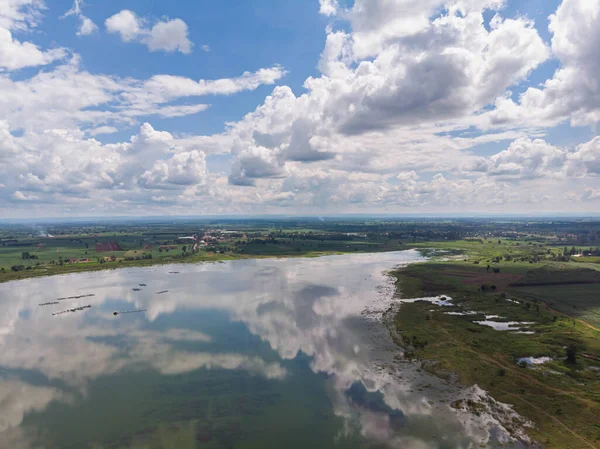 Drone Disparó Vista Aérea Paisaje Escénico Presa Del Embalse Del —  Fotos de Stock