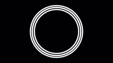 Siyah zemin üzerinde fütüristik HUD tarzı dijital eşmerkezli dairelerin döngü animasyonu. Bilim kurgu, teknoloji veya hareket grafik tasarımı için mükemmel.