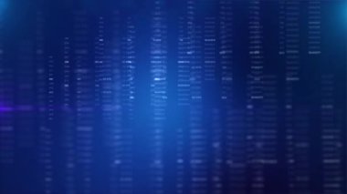 Karanlık bir zemin üzerinde parlayan sayıların dinamik soyut hareketi ve dijital kod desenleri, gelecekteki verileri, siber güvenliği ve modern teknoloji kavramlarını sembolize eder..