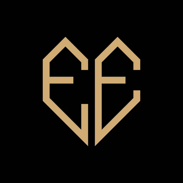 Lettre Initiale Coeur Géométrique Logo Vecteur Noir Fond — Image vectorielle