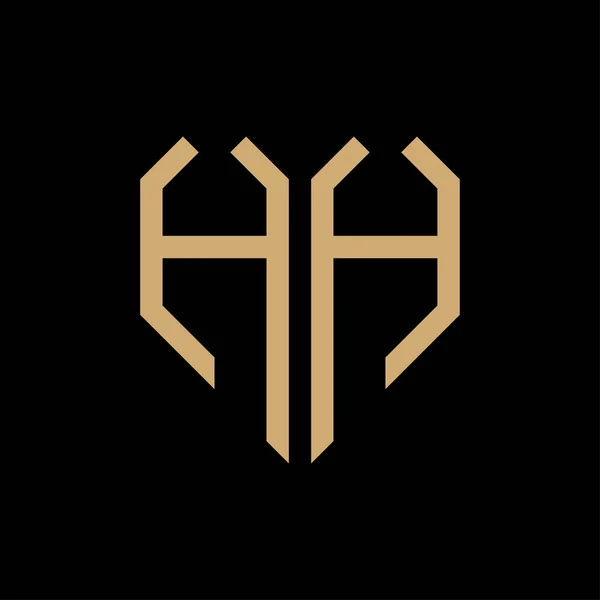 Lettre Initiale Coeur Géométrique Logo Vecteur Noir Fond — Image vectorielle