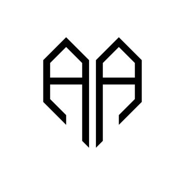 İlk aa harfi kalp geometrik logo vektörü