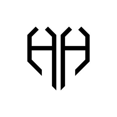 İlk hh harfi kalp geometrik logo vektörü