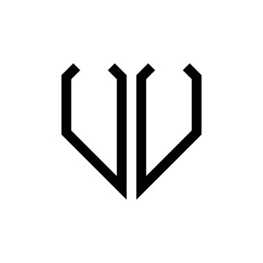 İlk vv harfi kalp geometrik logo vektörü