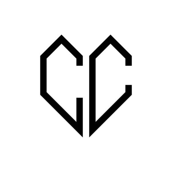 Vetor Geométrico Inicial Logotipo Coração Letra — Vetor de Stock