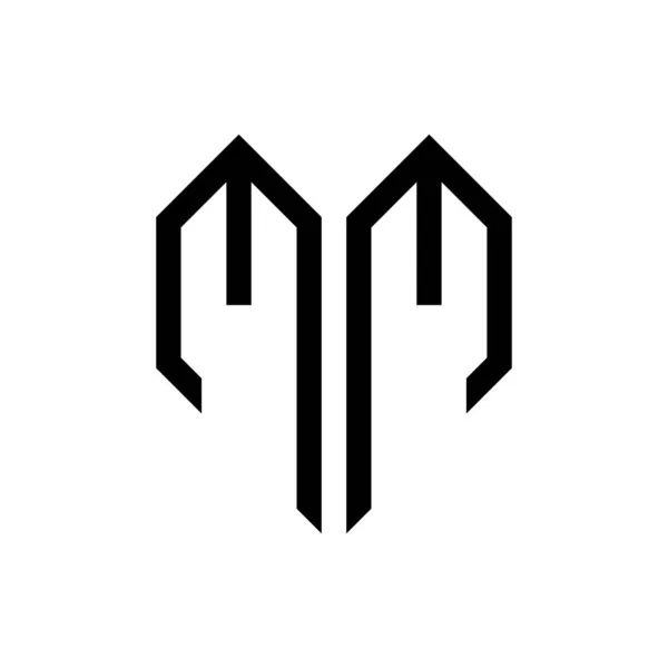 Harfli Kalp Geometrik Logo Vektörü — Stok Vektör