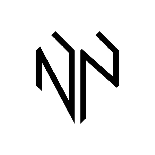 İlk n harfi kalp geometrik logo vektörü