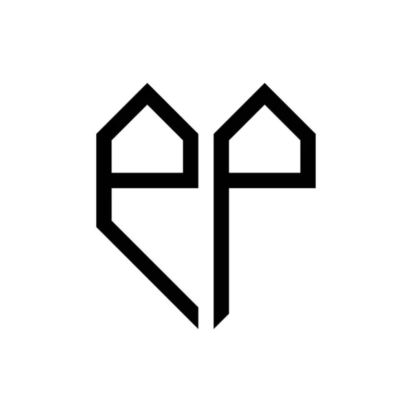 Počáteční Písmeno Srdce Geometrické Logo Vektor — Stockový vektor