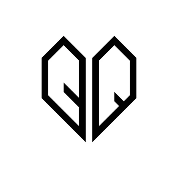 初始Qq字母心脏几何标志向量 — 图库矢量图片