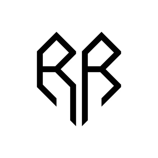 初期のRr文字ハート幾何学的ロゴベクトル — ストックベクタ