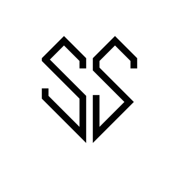 Úvodní Písmeno Srdce Geometrické Logo Vektor — Stockový vektor