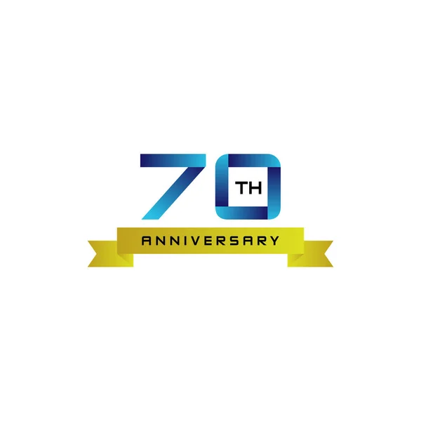 Simples Moderno Aniversário Logotipo Vetor Azul Cor Ouro —  Vetores de Stock