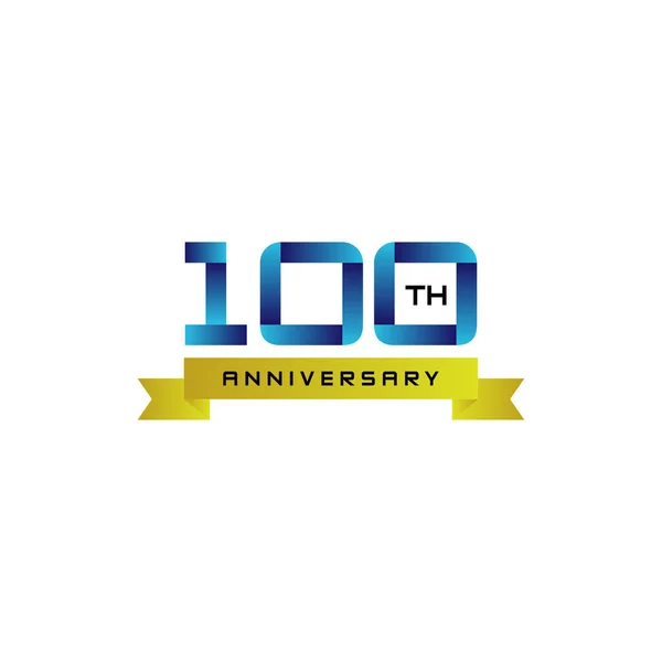Απλό Μοντέρνο Λογότυπο 100 Επέτειο Διάνυσμα Μπλε Χρυσό Χρώμα — Διανυσματικό Αρχείο