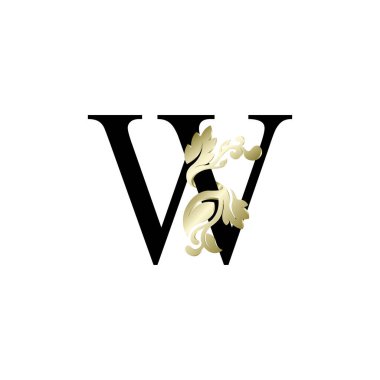 İlk harf lüks üst üste süs altın rengi