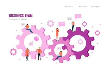 Çalışma bulut. İş adamları bir bulut ve vites üzerinde çalışıyor. Düz tasarım öğesi. vektör çizim