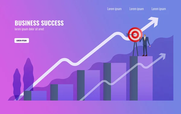 Empresario Completar Misión Negocios Parte Superior Del Gráfico Negocio Concepto — Archivo Imágenes Vectoriales